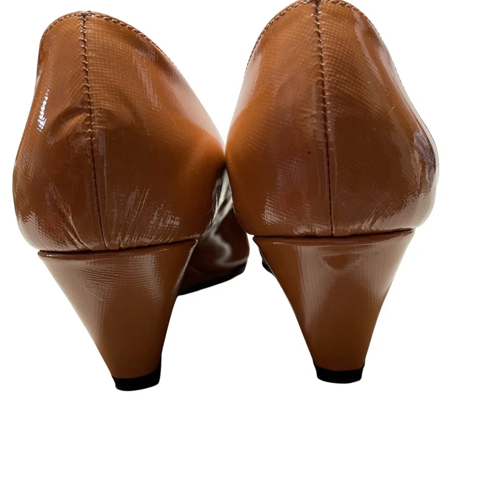 Sesto Meucci 6 M NEW‎ Wedge Heel Peep Toe Bow Tan / Light Brown Italy